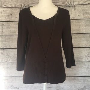 Christopher & Banks faux layered brown sweater/ knit top size large